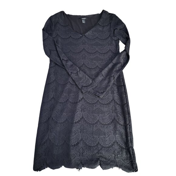Forever 21 SZ LG Lace Long Sleeve Little Black Dress Goth Whimsigoth Date Night - Picture 1 of 8